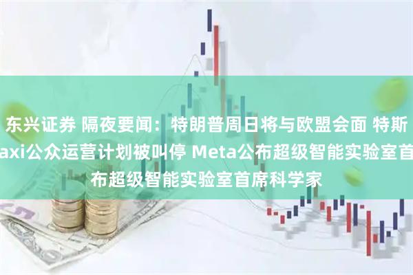 东兴证券 隔夜要闻：特朗普周日将与欧盟会面 特斯拉Robotaxi公众运营计划被叫停 Meta公布超级智能实验室首席科学家