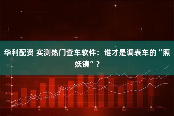 华利配资 实测热门查车软件：谁才是调表车的“照妖镜”？