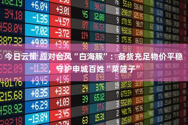 今日云策 应对台风“白海豚”：备货充足物价平稳，守护申城百姓“菜篮子”