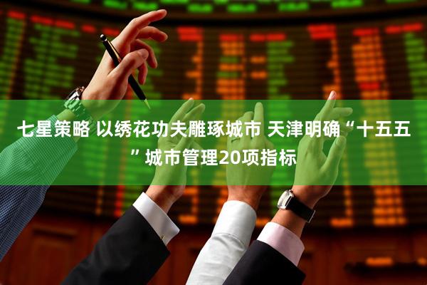 七星策略 以绣花功夫雕琢城市 天津明确“十五五”城市管理20项指标